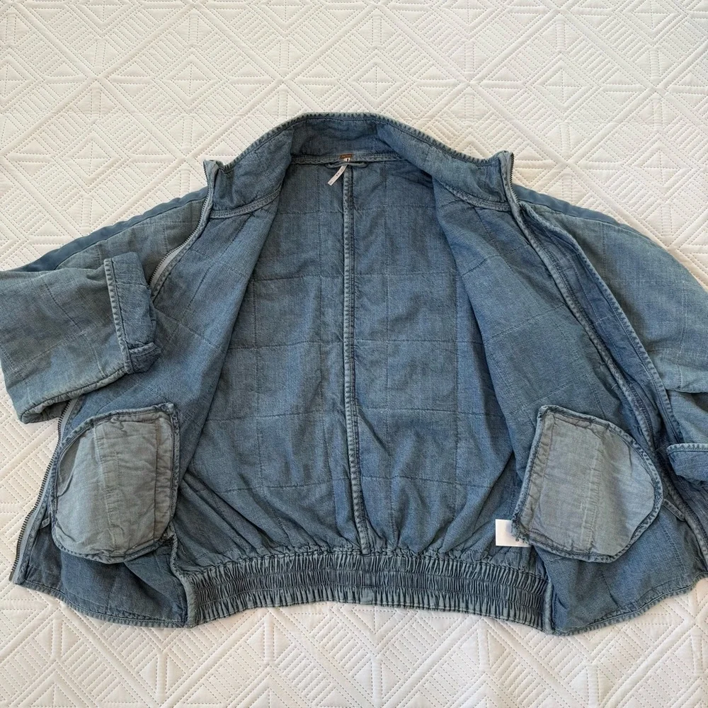 Free People Quilted Dolman Denim Jacket Size S